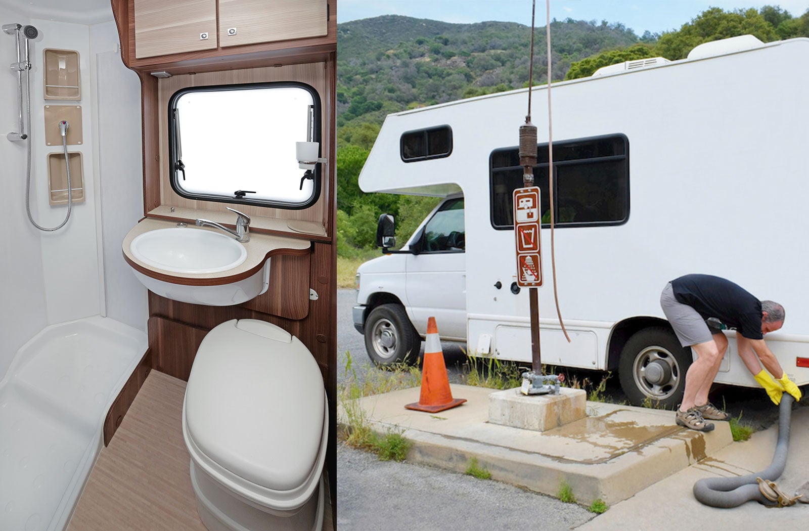 Portable RV/camper toilet and holding tank setup in Villa Rica, Georgia
